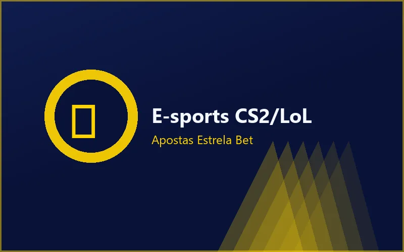 Capa fotorrealista do jogo E-sports (CS2 Major, LoL CBLOL e LCK, Dota 2) — análise no cassino Estrela Bet Brasil 2026